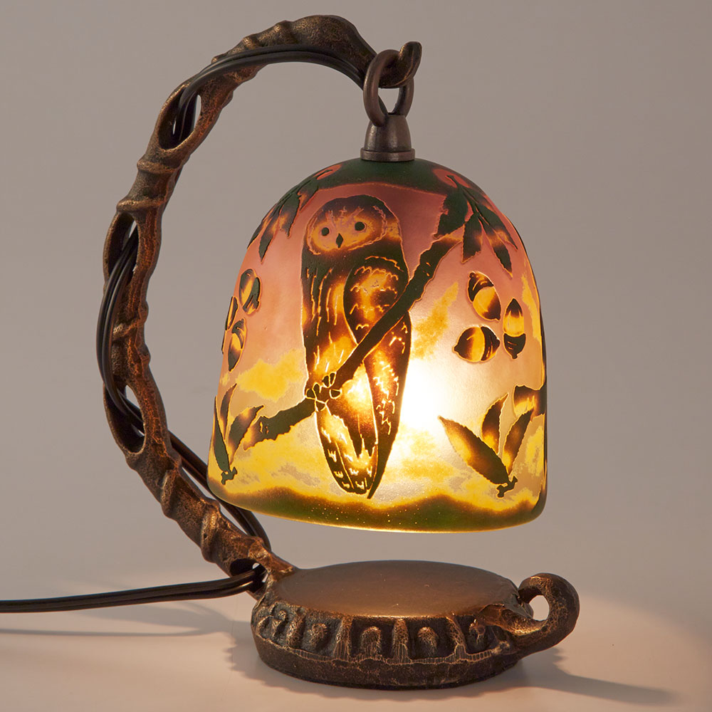 宙吹きガラスミニランプ　ふくろう(ブルー)　ガラス作家作品　送料無料