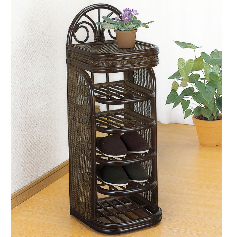 玄関を優雅に演出する高級スリッパラック#292　ラタン・籐家具