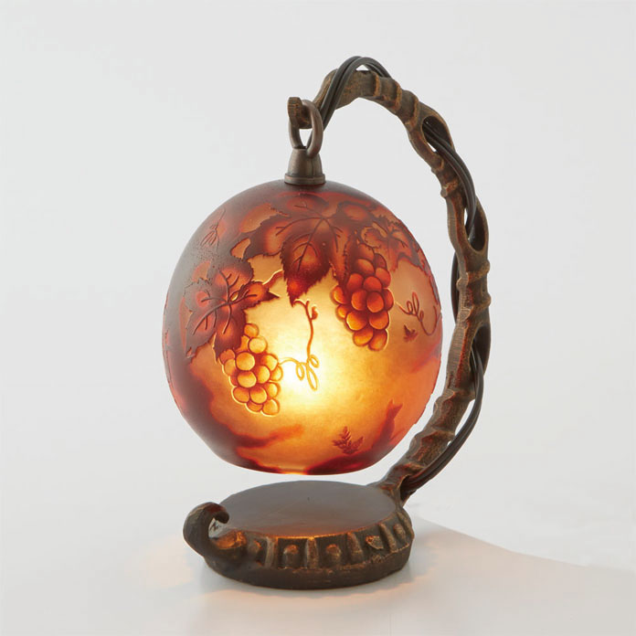 手造り宙吹きガラスミニランプ　収穫　ガラス工芸作家作品　送料無料