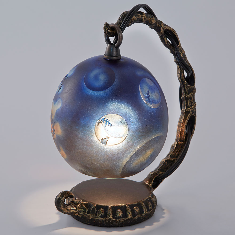 宙吹きガラスミニランプ　満月　ガラス工芸作家作品　送料無料