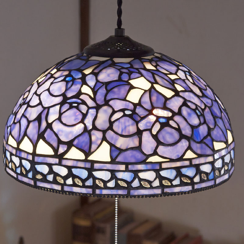 ステンドグラスペンダントランプ　　ブルーローズ/P　2灯  【送料無料】