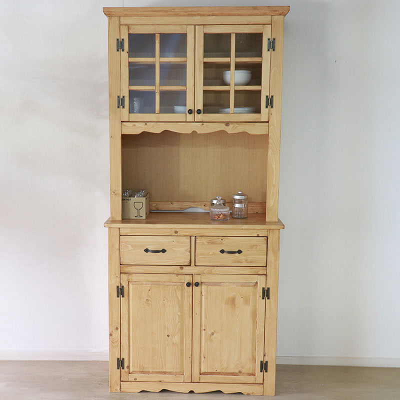 北欧パイン材無垢を使ったおしゃれな90cm幅カップボード　カントリー家具　【送料無料】
