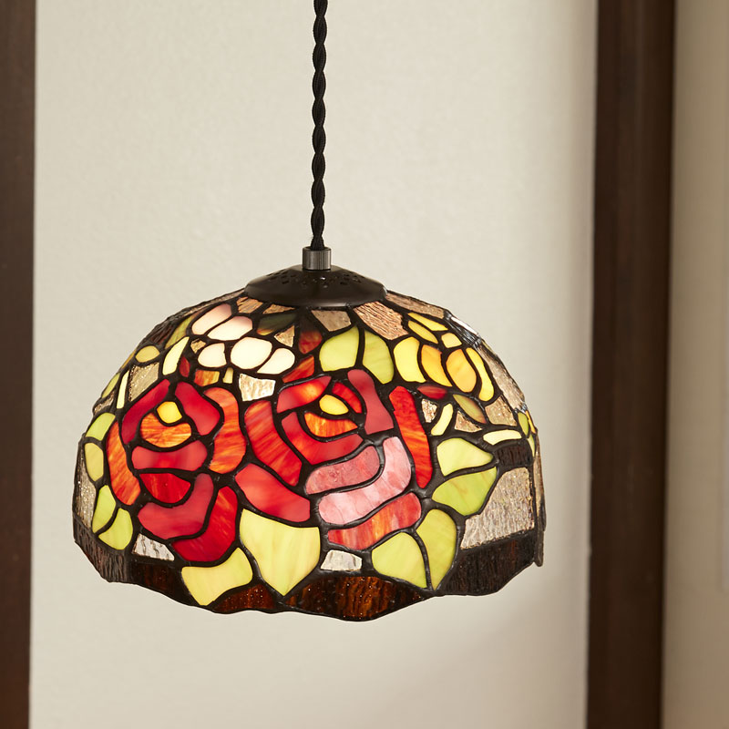 ステンドグラスペンダントランプ　　クラシックローズ/P　 【送料無料】