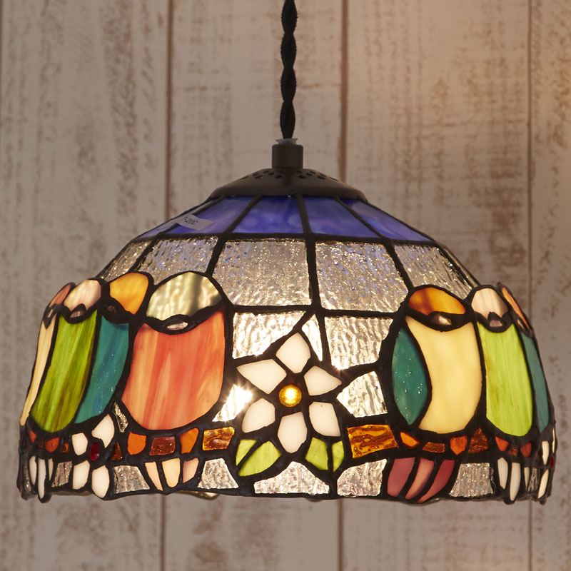 ステンドグラスペンダントランプ　　バード/P　 【送料無料】