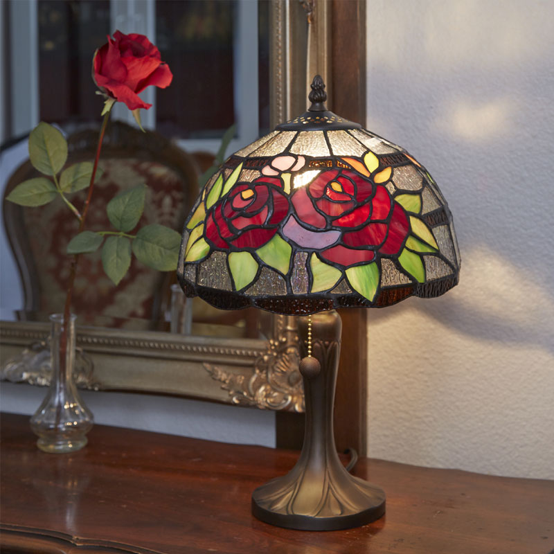 ステンドグラステーブルスタンド　クラシックローズ 　【送料無料】
