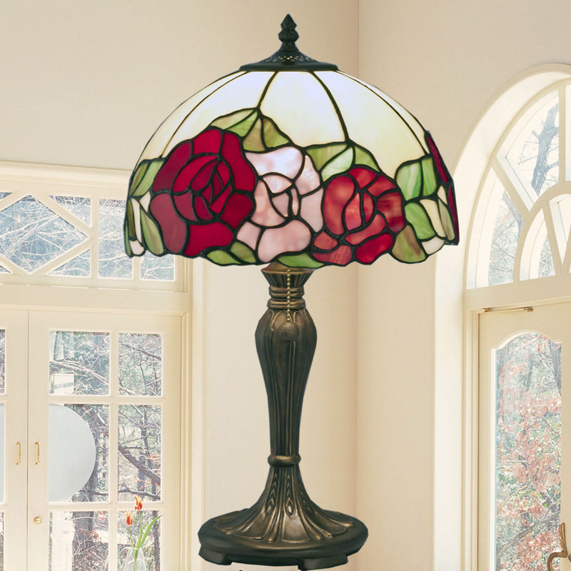 ステンドグラステーブルスタンド　薔薇 　【送料無料】