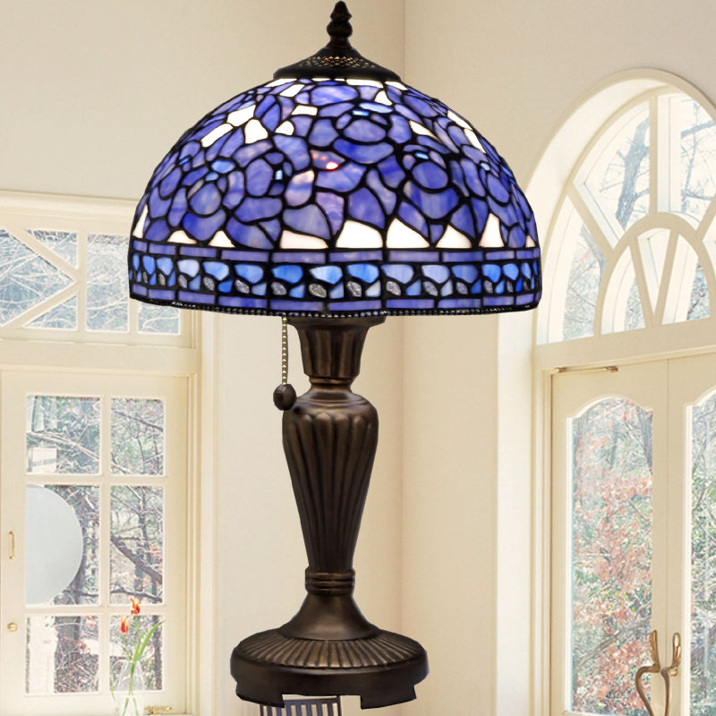 ステンドグラステーブルスタンド　ブルーローズ 　【送料無料】