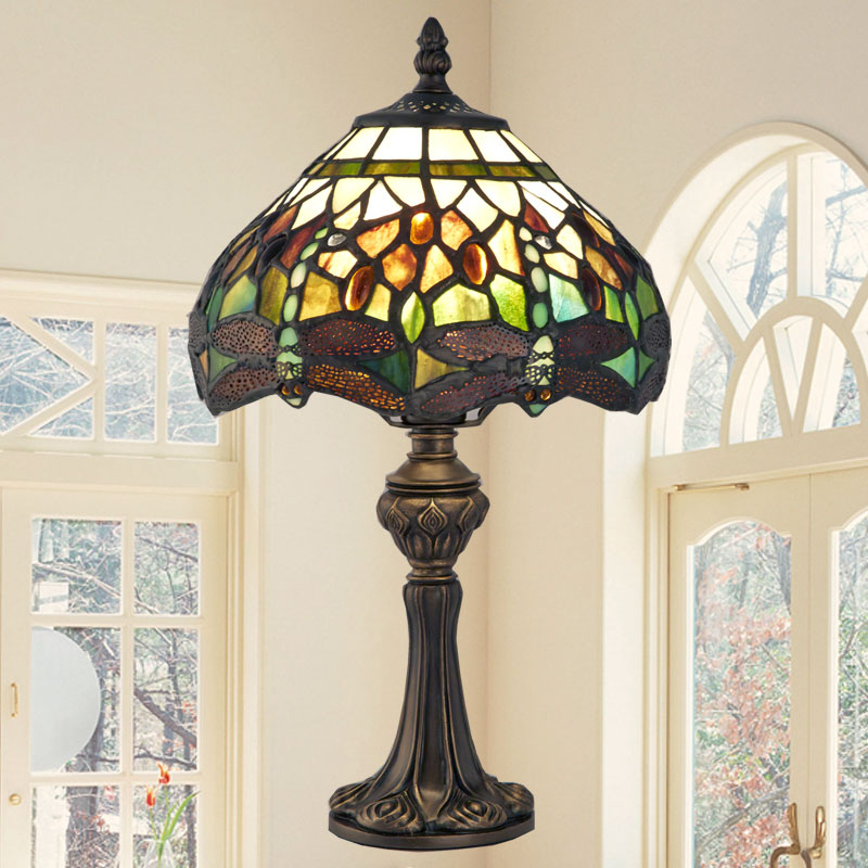 ステンドグラステーブルスタンド　ドラゴンフライ 　【送料無料】