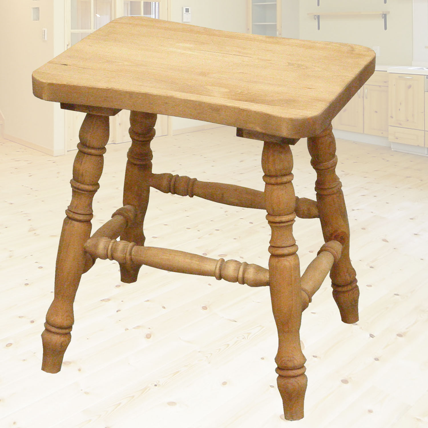 パインロースツール(角型)　 ナチュラルカントリーシリーズ