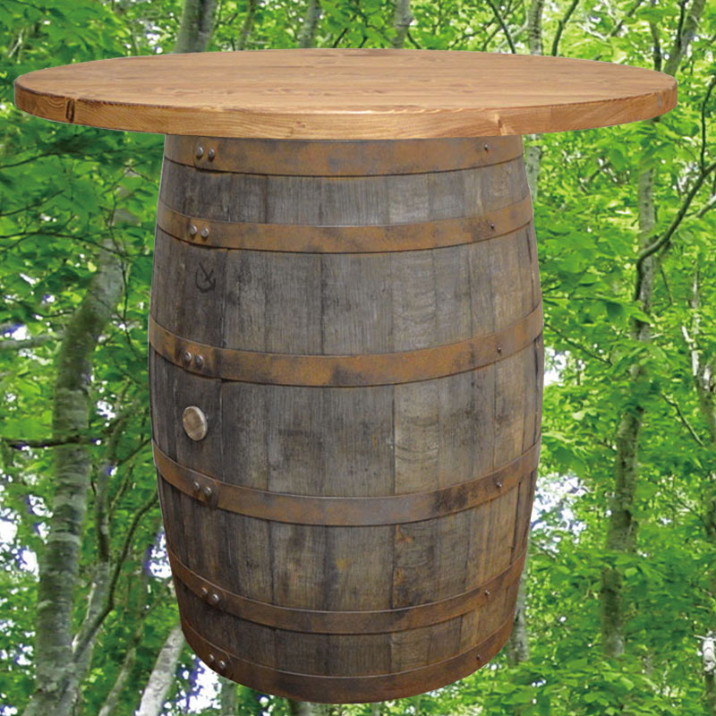 100cm丸バレルテーブル1000　バレルクラフト　無塗装　ウイスキー樽物語