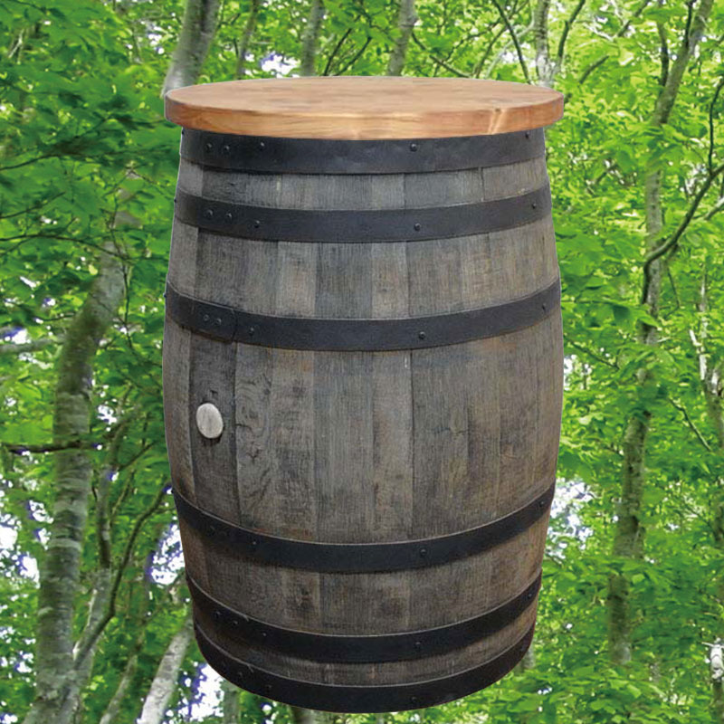 60cm丸バレルテーブル600　バレルクラフト　黒タガ　ウイスキー樽物語