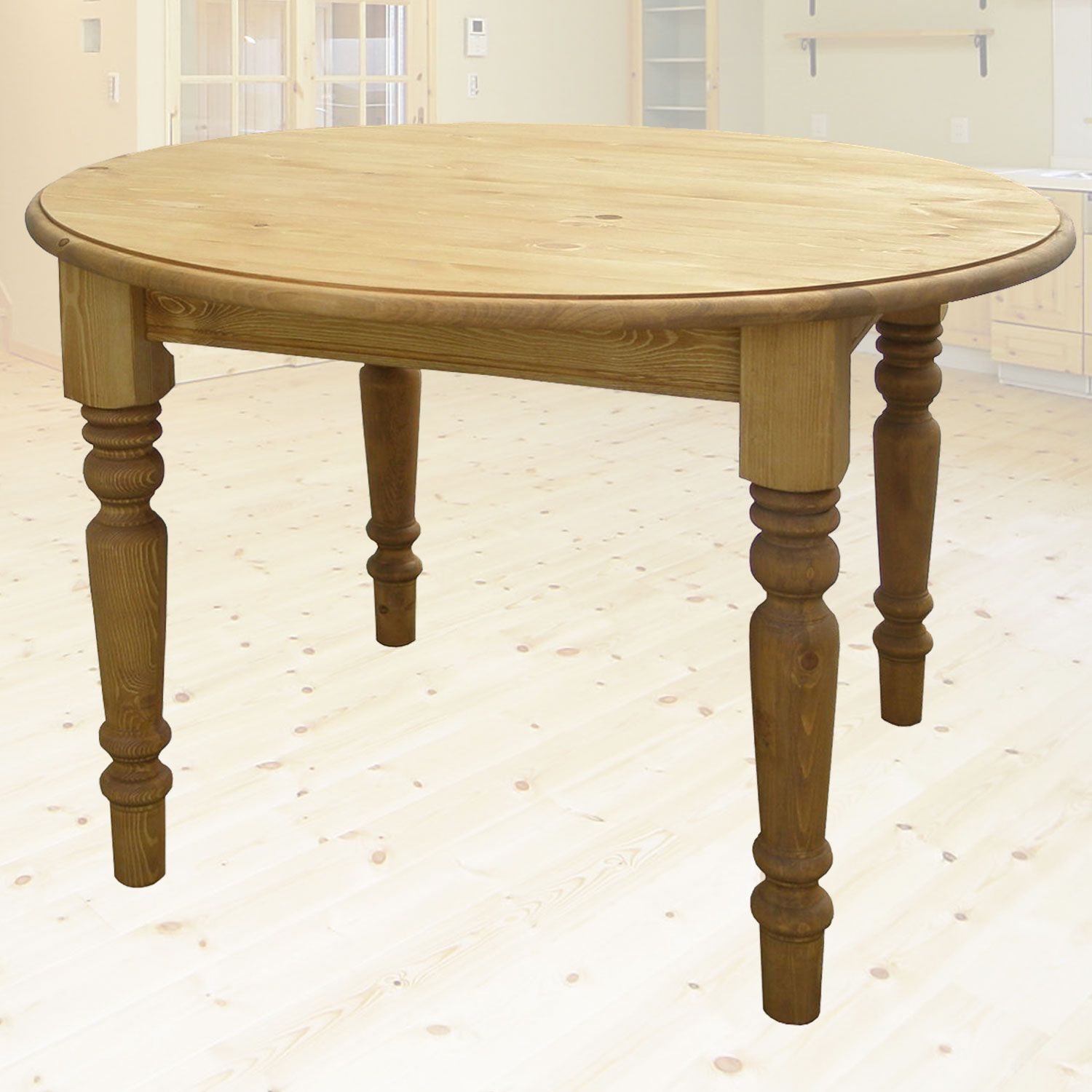 パインダイニングテーブル　105cm幅丸型　 ナチュラルカントリーシリーズ