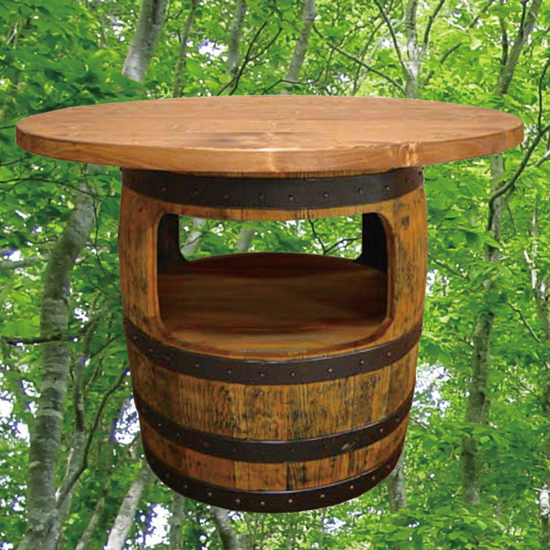 100cm丸バレルラックローテーブル　ウイスキー樽物語