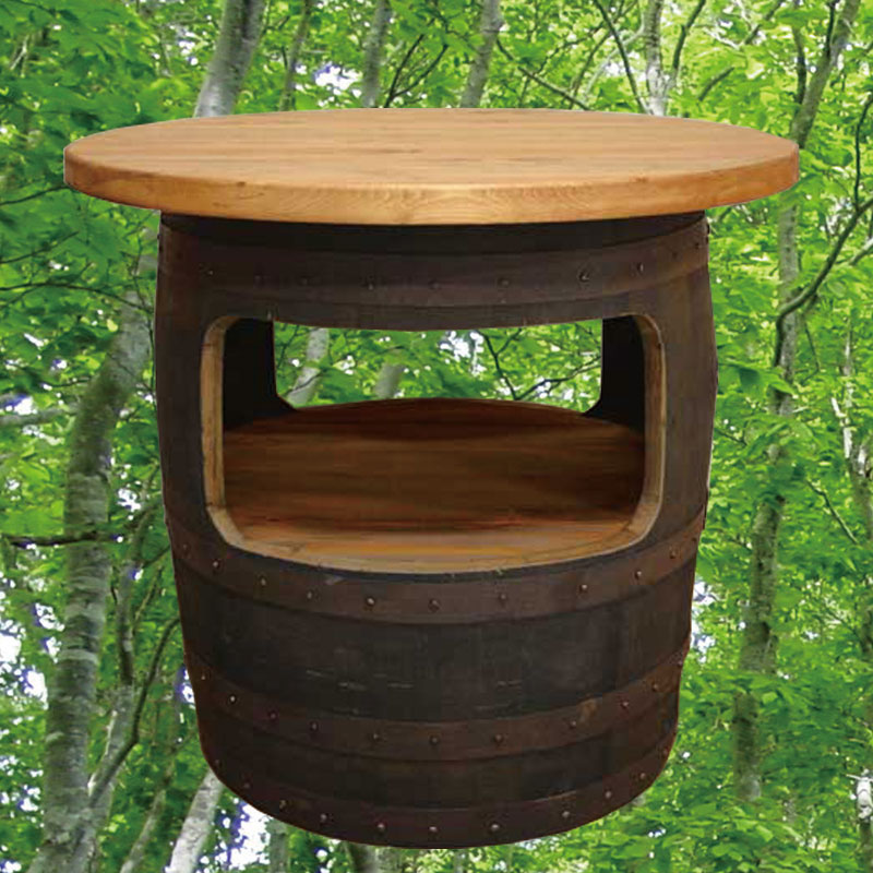 80cm丸バレルオープンラックローテーブル　ウイスキー樽物語