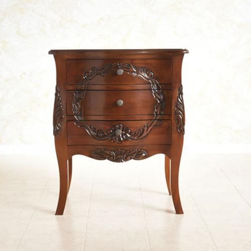 55cm幅猫脚3段チェスト　手彫り彫刻　パレルモシリーズ