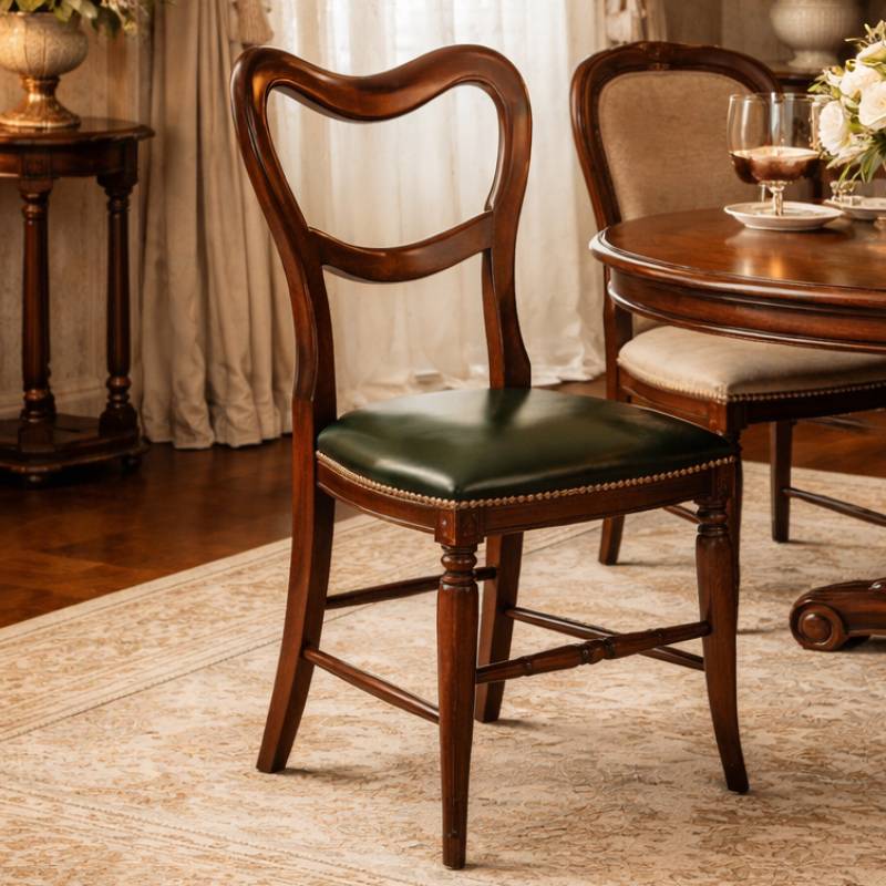 ミニバルーンチェア(ダイニングチェア)　座面(グリーン色)　 アンティーク調家具