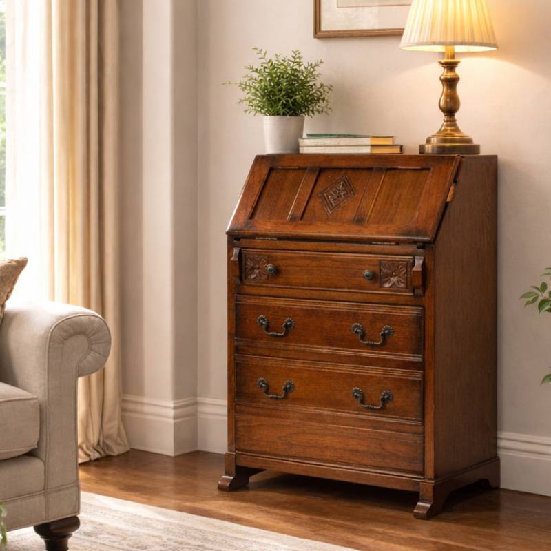 アンティーク風のコンパクトサイズのライティングデスク　アンティークリプロダクションⅡシリーズ