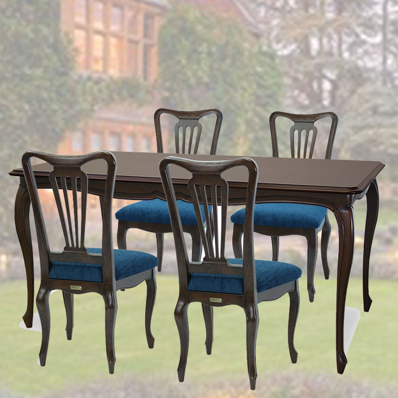 150cm幅猫脚ダイニング5点セット　ダイニングテーブル+チェアG(RB)　ケントハウス　逆輸入家具