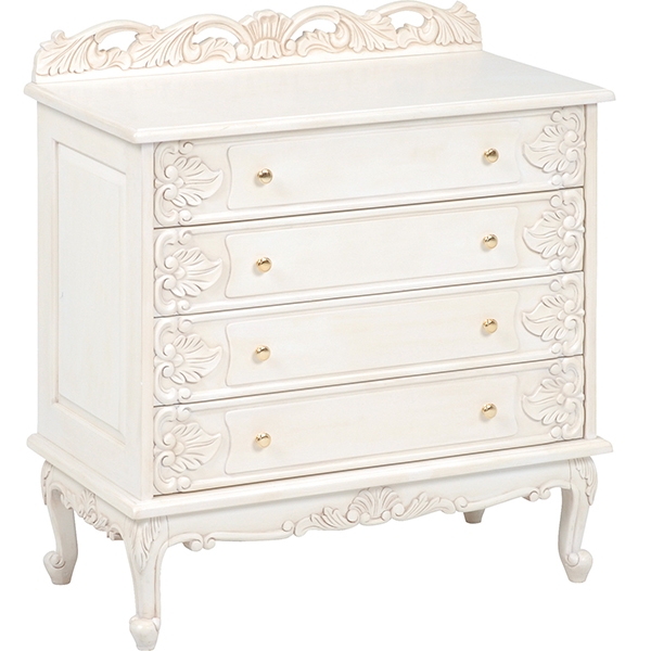 ヴィオレッタシリーズ　ワイドチェスト(アンティークホワイト)