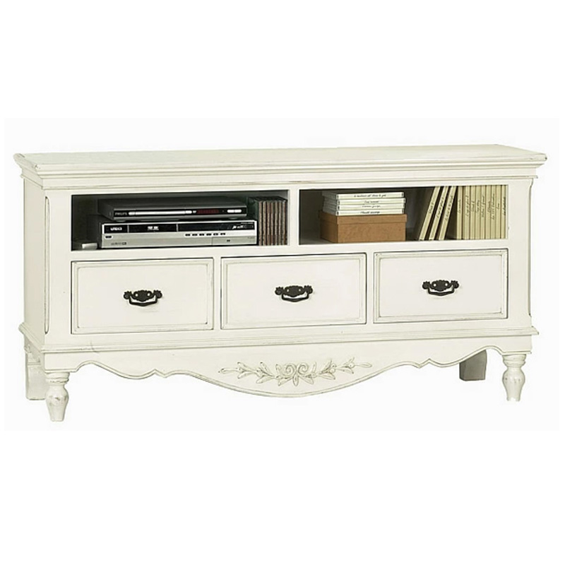 140cm幅テレビボード　アンティークホワイト家具　輸入家具