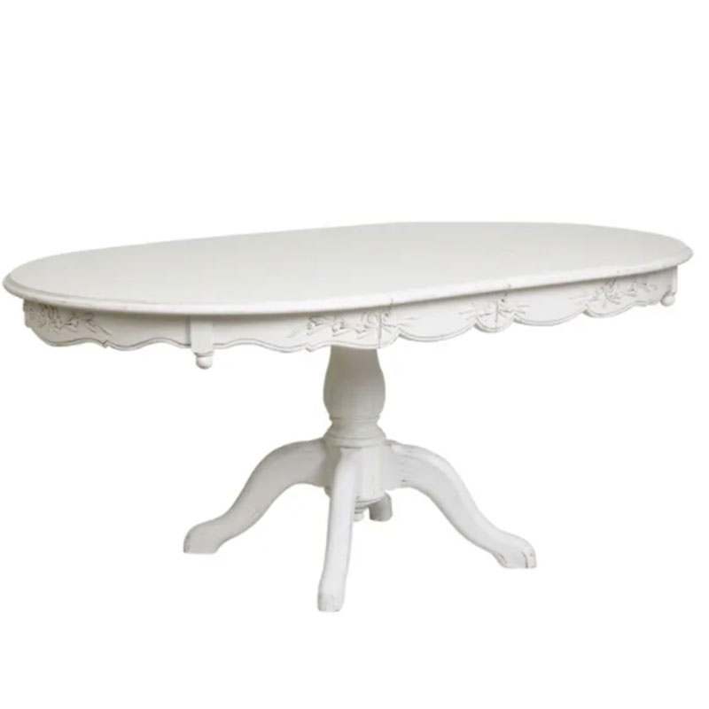 アンティークホワイトエクステンションダイニングテーブル　白家具　輸入家具