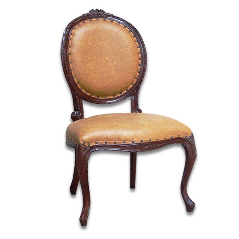 猫脚のおしゃれなダイニングチェア　シャルルロワシリーズ　PVCブラウン色　輸入家具