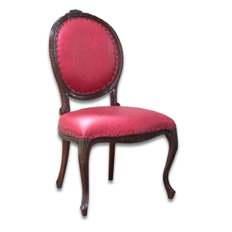 猫脚のおしゃれなダイニングチェア　シャルルロワシリーズ　PVCレッド色　輸入家具
