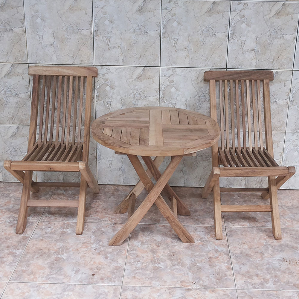 ミニ折畳テーブルチェア3点セット(無塗装)　JB-20871