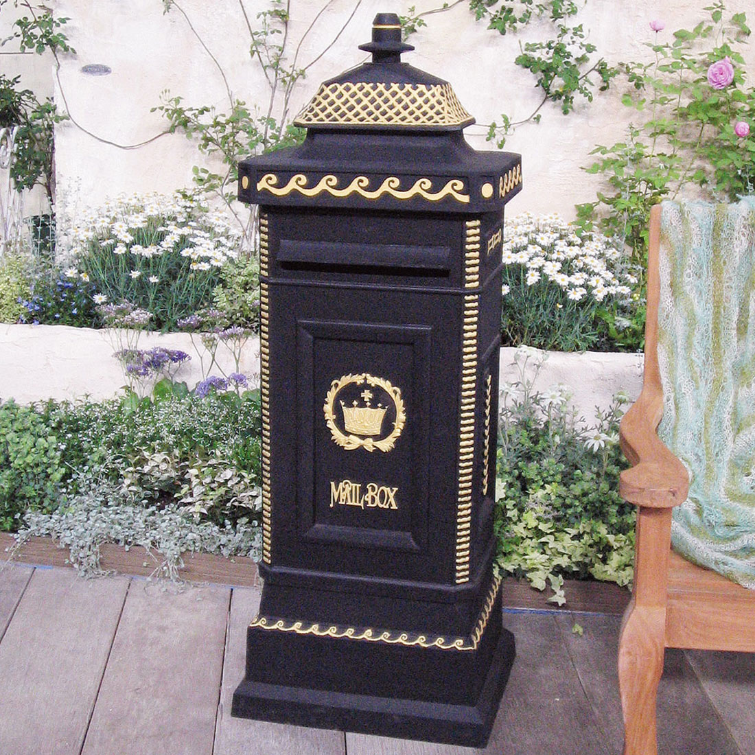 ヨーロピアンメイルボックス(黒)　郵便ポストJB-35002