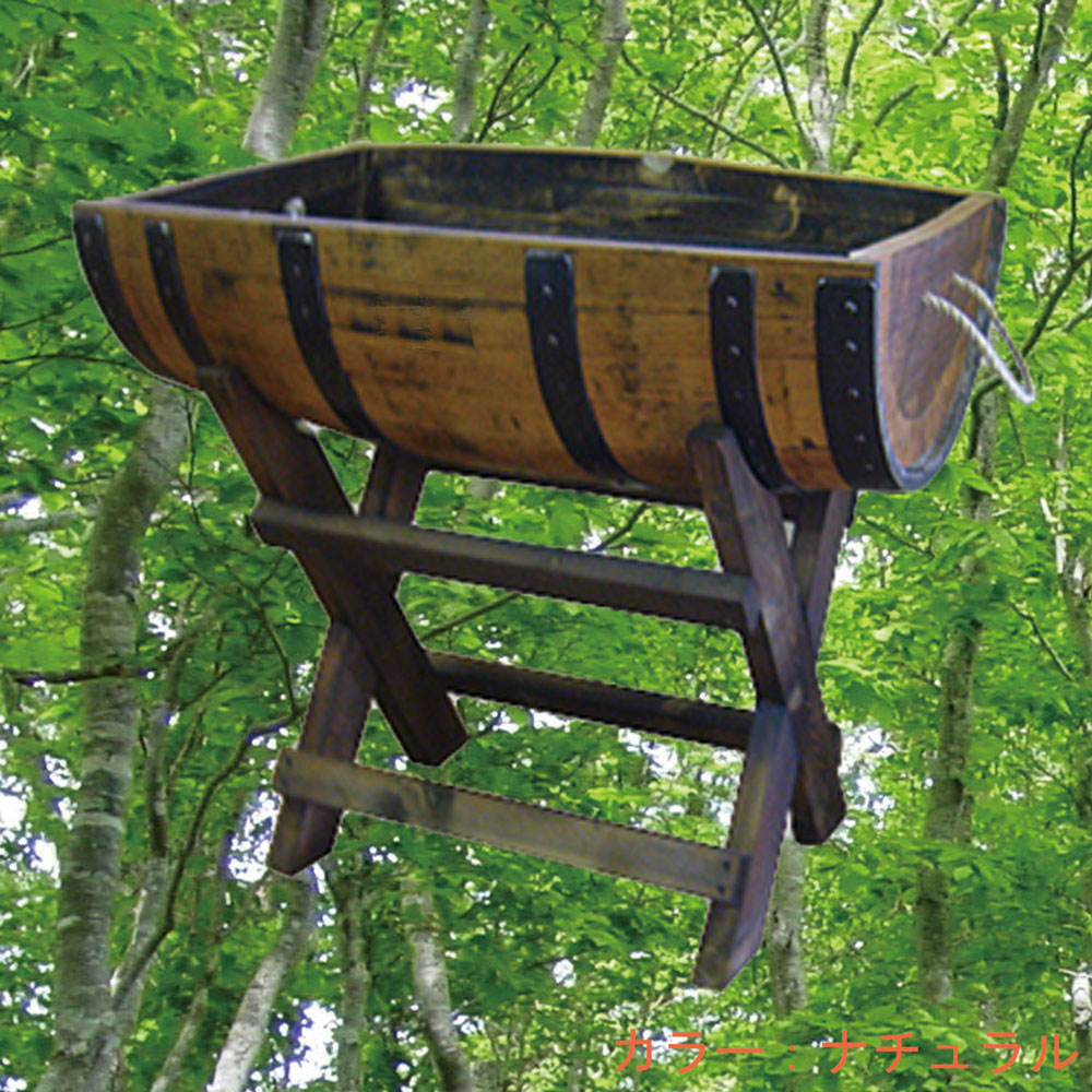 ウイスキー樽1/2横型ハイプランター　ナチュラル　ガーデニング用品 ウイスキー樽物語