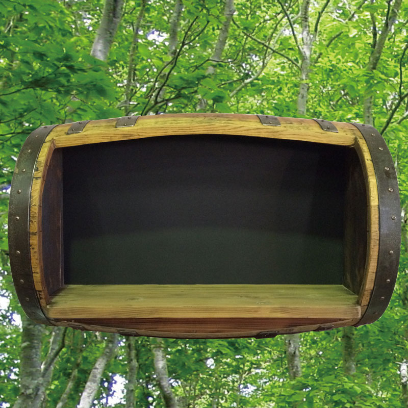 バレルブラックボードオープンラック(ナチュラル色)　ウイスキー樽物語