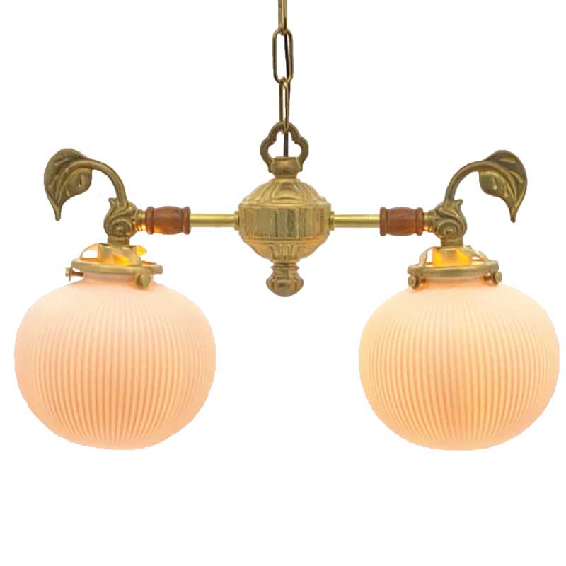 フレームに葉っぱのモチーフの付いたおしゃれな2灯シャンデリア照明 【送料無料】