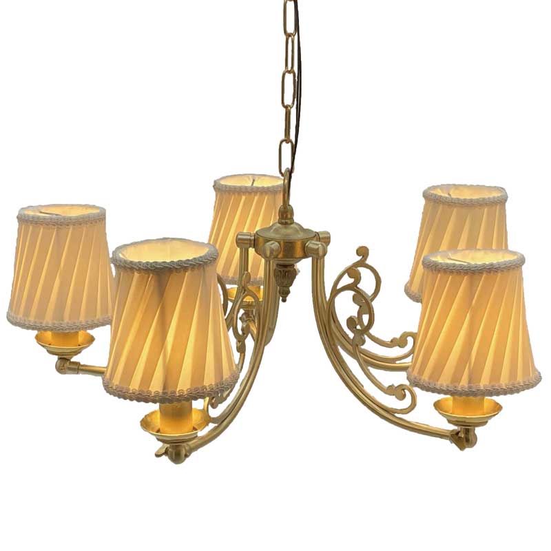 布シェードが付いたおしゃれな5灯シャンデリア照明　【送料無料】