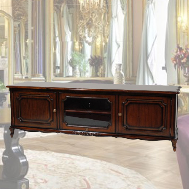 高級マホガニー材で作られた180cm幅のおしゃれなフレンチテレビボード【輸入家具】