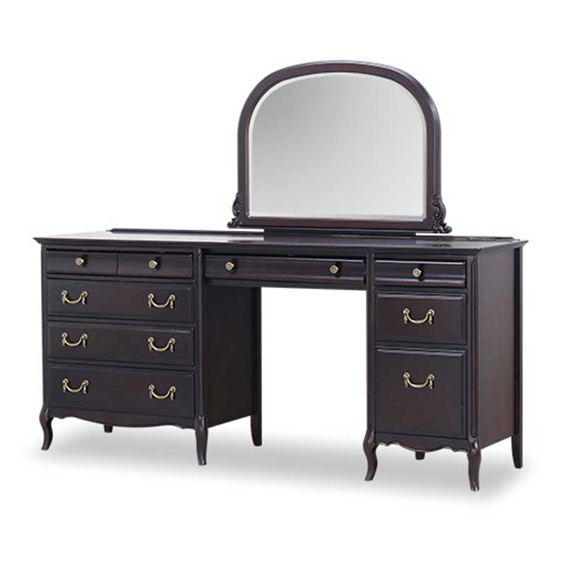 クラシック様式のミラーナD色の160cm幅ドレッサー2点セット　逆輸入家具　送料無料