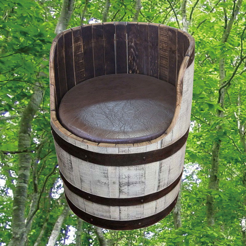 600φバレルウッドチェアー　アンティークホワイト色　ウイスキー樽物語