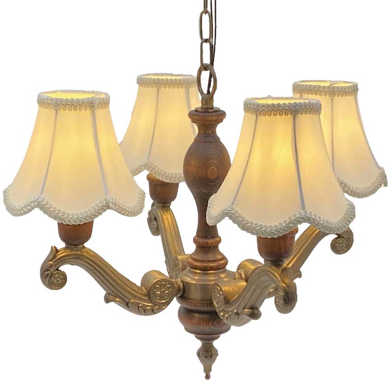 豪華なデザインの布シェードの4灯シャンデリア照明　【送料無料】