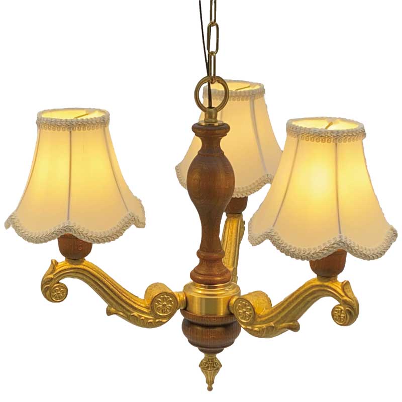 豪華なデザインの布シェードの3灯シャンデリア照明　【送料無料】