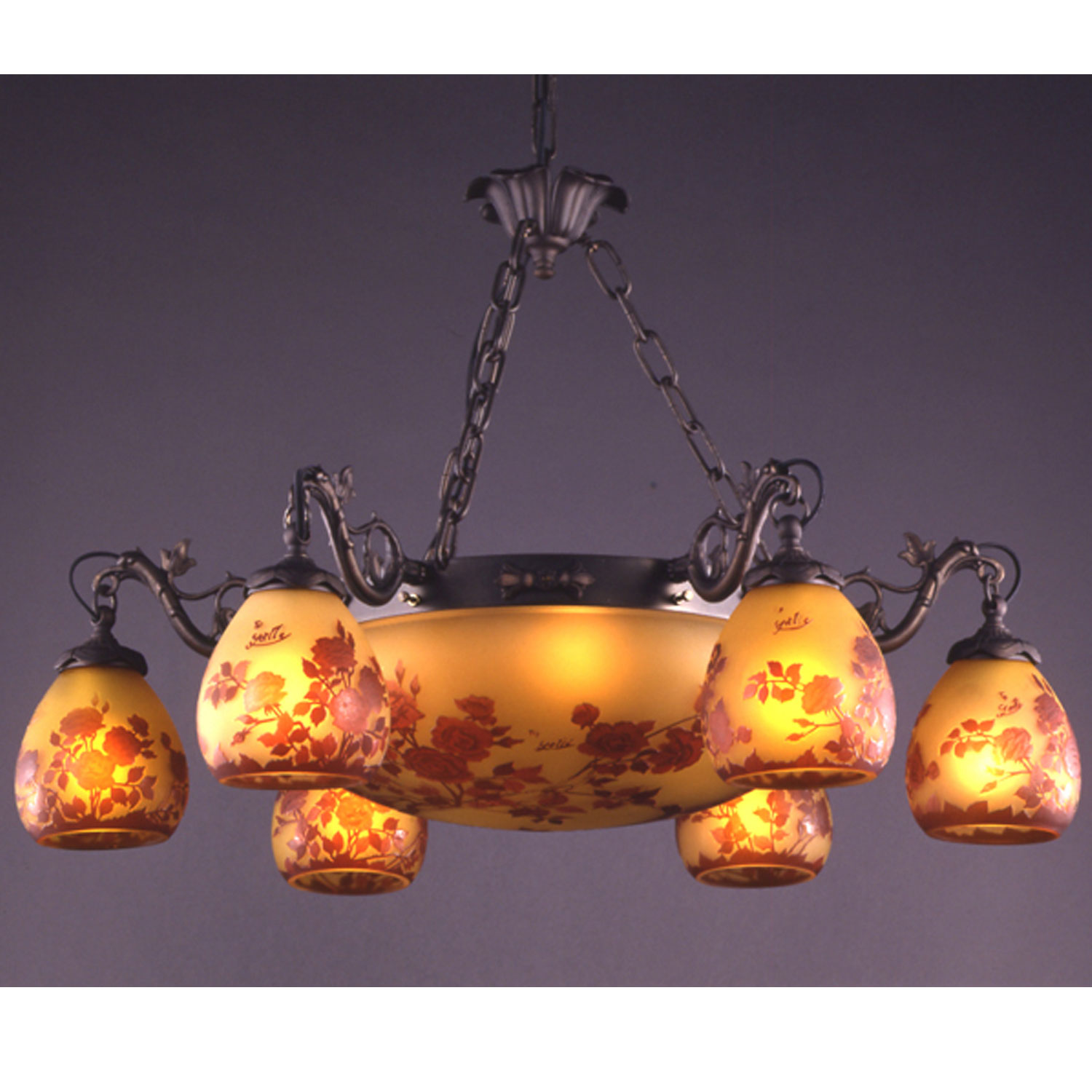 10灯シャンデリア照明　薔薇　ガレコレクション　輸入照明　送料無料