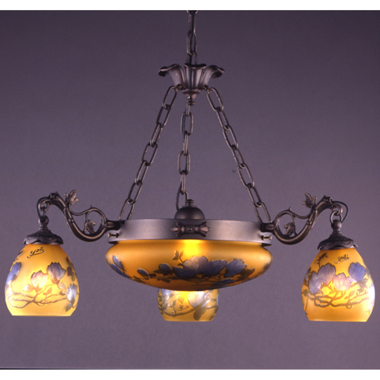 6灯シャンデリア照明　木蓮　ガレコレクション　送料無料