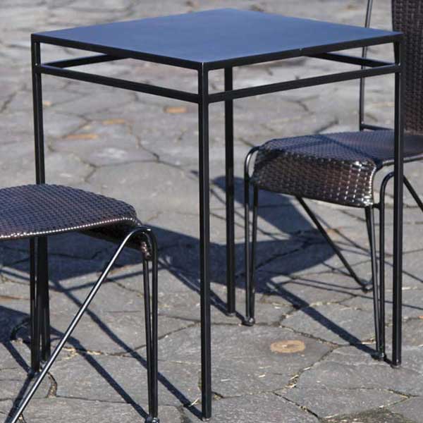 55cm幅のアイアンスクエアーテーブル　人工ラタン家具