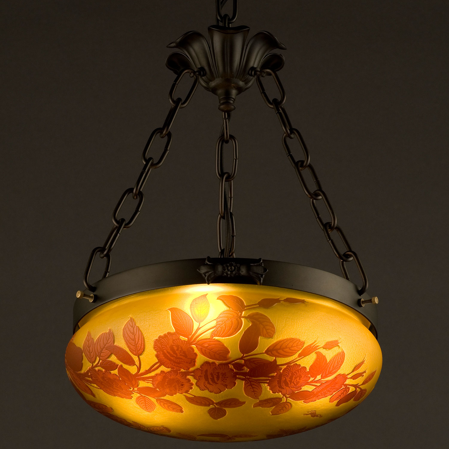 3灯ペンダント照明　(薔薇)　ガレコレクション　輸入照明　送料無料