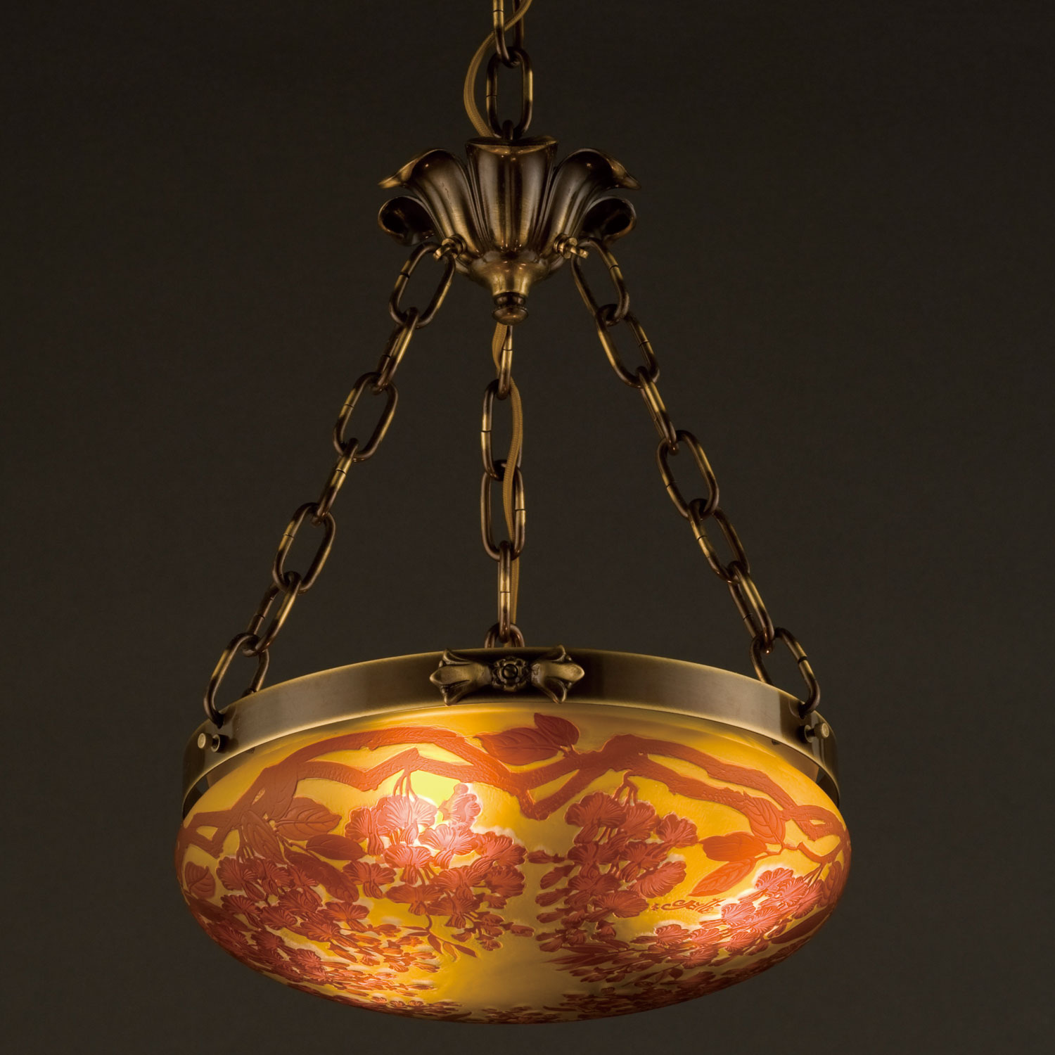 3灯ペンダント照明　(藤)　ガレコレクション　輸入照明　送料無料