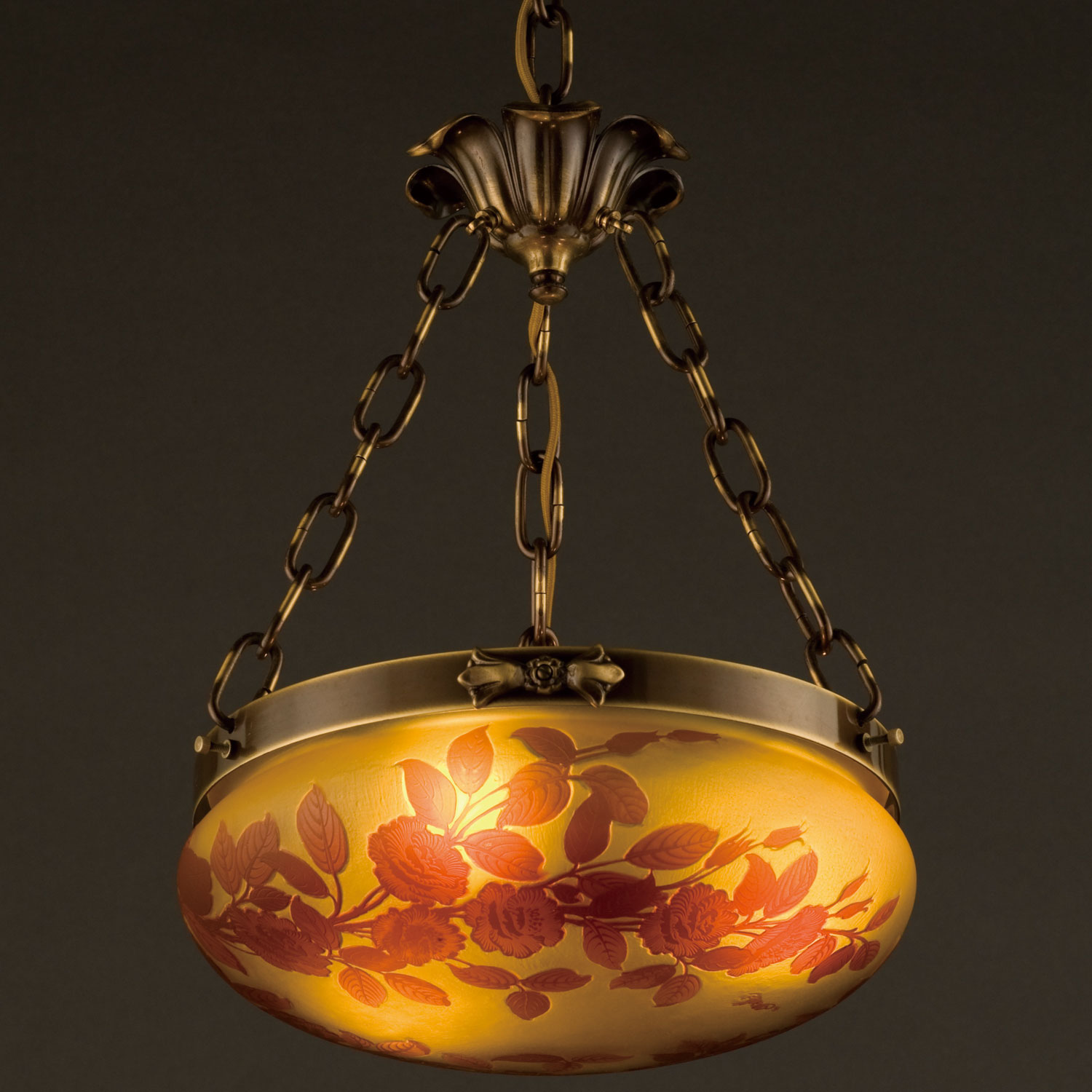 3灯ペンダント照明　(薔薇)　ガレコレクション　輸入照明　送料無料