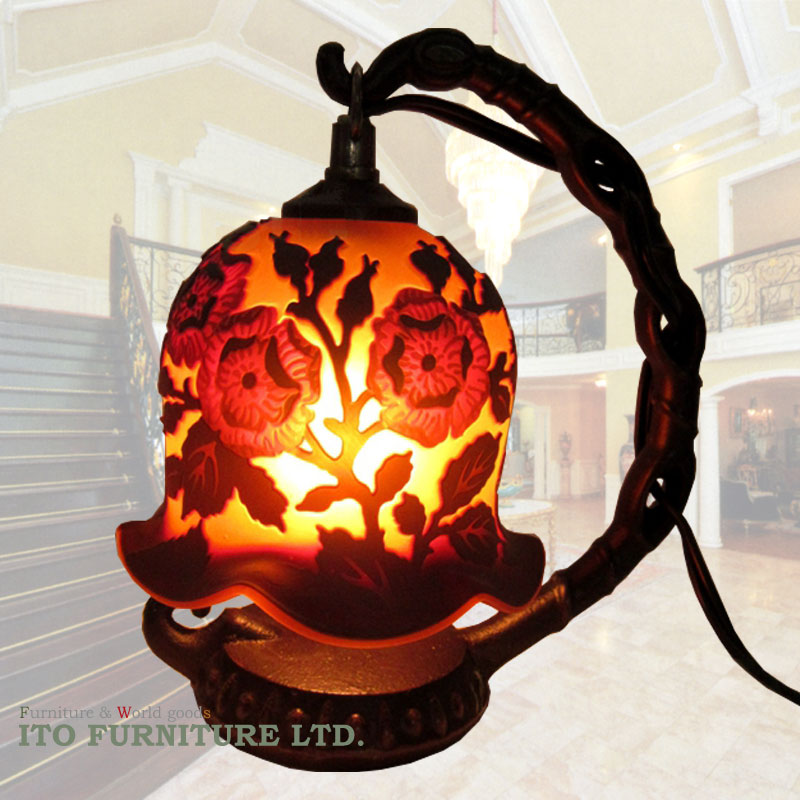 ガレ風ミニランプ　コウシンバラ