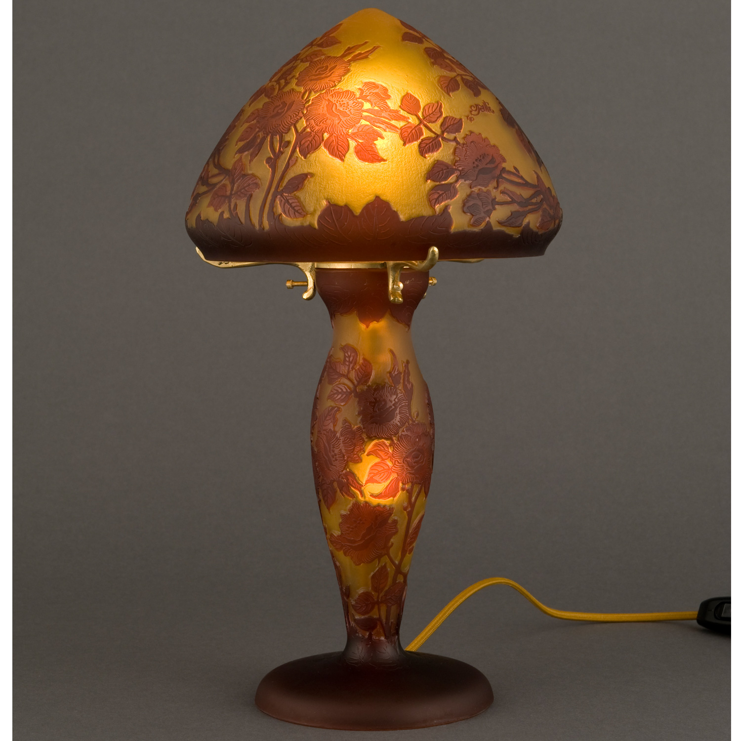 2灯テーブルスタンド照明　(薔薇)　ガレコレクション　輸入照明