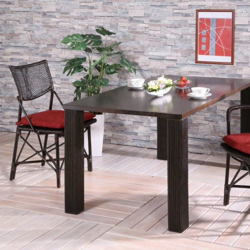 籐・ラタンエルフSB色ダイニング3点セット(85cm角テーブル+ダイニングチェア×2脚)