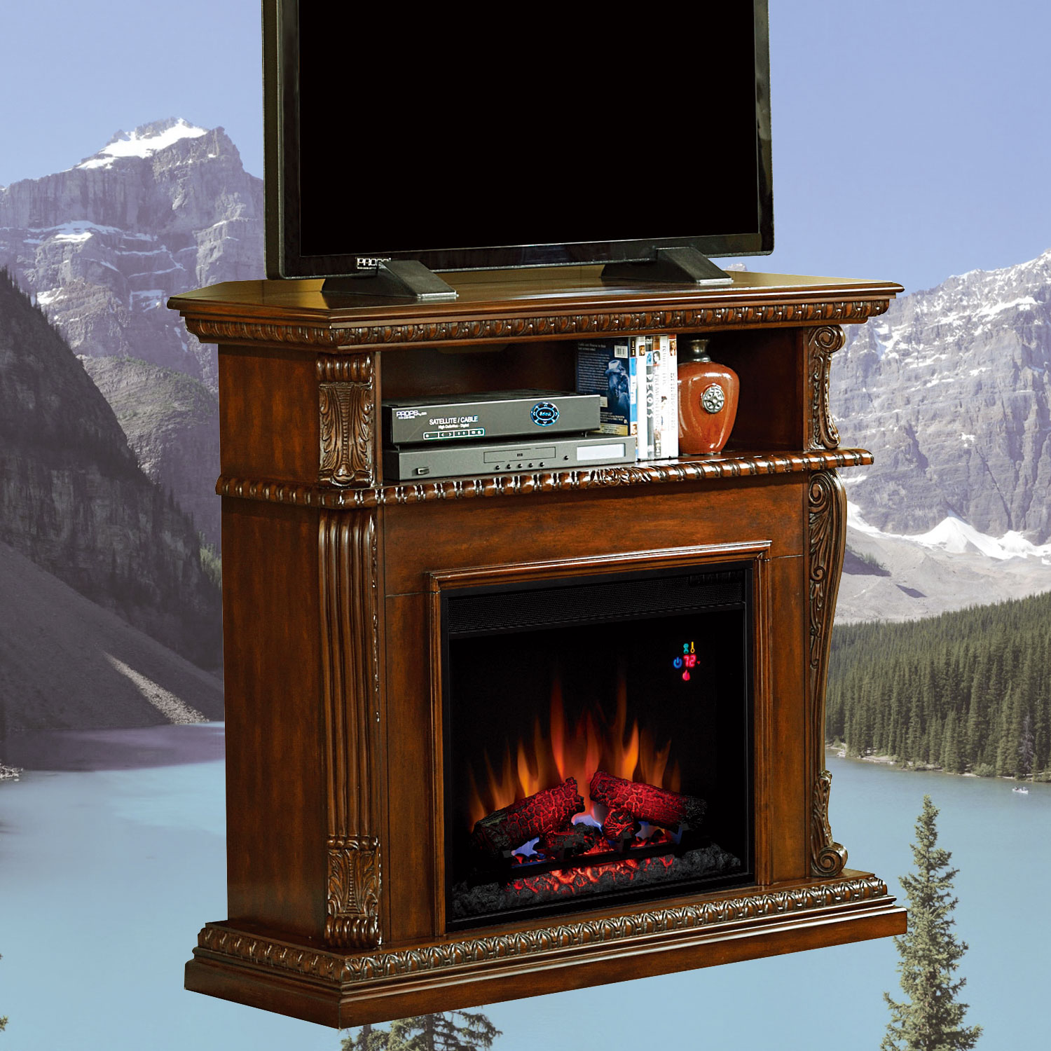 電気暖炉コリンス3Dパワー1000W　バーニッシュドウォールナット　送料無料