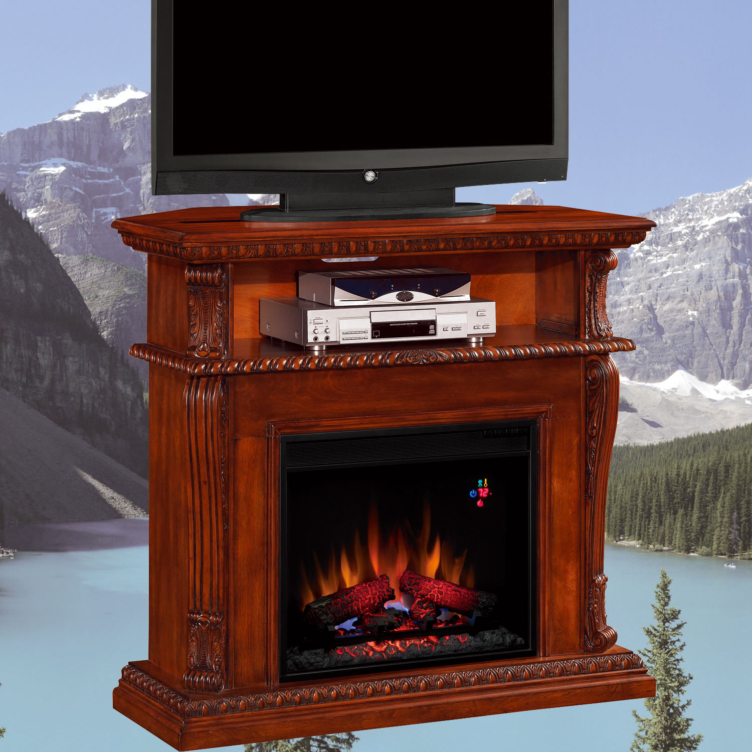 電気暖炉コリンス3Dパワーヒート1000W　ビンテージチェリー　送料無料