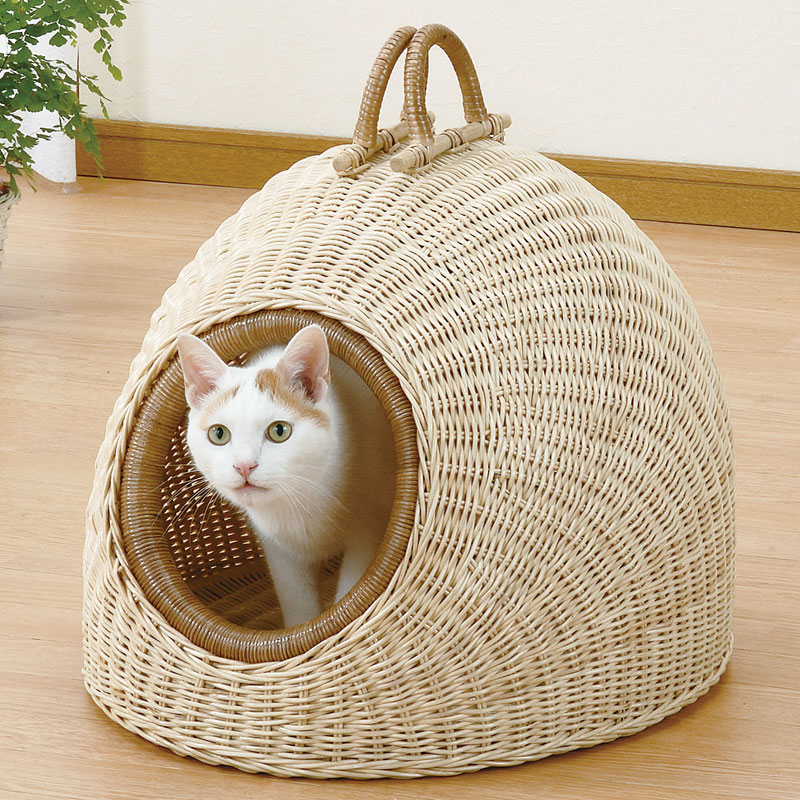 かわいいペット用バスケット ペットハウス　ラタン・籐家具